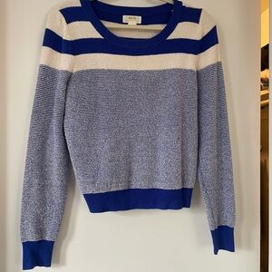 Anthropologie Blue and Cream Striped Sweater